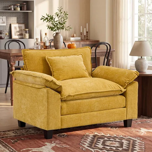 Miniatura 34 de Oprisen Sofá Seccional Modular, Cómodo Cloud Couch Sofá Seccional, Sofá Cama de Chenilla con Asiento Profundo con Almohadas Decorativas para Sala