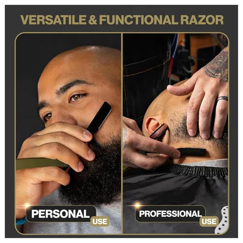 Miniatura 6 de Kit de cuchilla de afeitar recta profesional GRAVITY RAZORS – Ultra Exposición, incluye 10 cuchillas premium, 2mm expuestas, color oro y negro