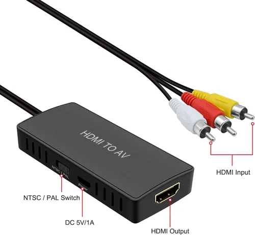 Miniatura 5 de Convertidor HDMI a AV Adaptador de convertidor compuesto HDMI a RCA, compatible con PAL/NTSC, soporte 1080P, compatible con Roku/Fire