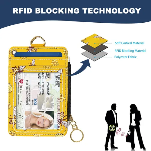 Miniatura 4 de Portafolios delgados con soporte para tarjeta de crédito, funda delgada de cuero PU con bloqueo RFID para viajes con ventana para ID, regalos