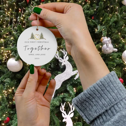 Miniatura 2 de Adorno de Navidad con texto en inglés Our First Christmas Together 2023, adornos personalizados para parejas