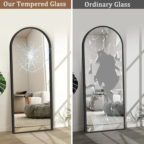 Miniatura 5 de GlasFlength Espejo de longitud completa con soporte, espejo arqueado de cuerpo completo de 57 x 20 pulgadas con marco de aleación de aluminio