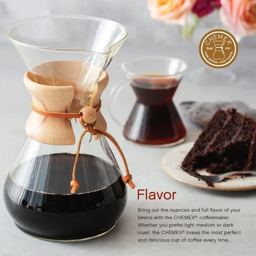 Miniatura 4 de Chemex Cafetera de vidrio para verter - Serie clásica - 10 tazas - Embalaje exclusivo Cafetera manual grande del goteo, vidrio de borosilicato