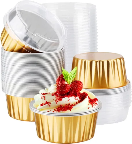 Miniatura 17 de EUSOAR Forros para cupcakes para hornear, 50 forros para magdalenas de 5 onzas, moldes de papel de aluminio desechables, recipientes de postre, 5