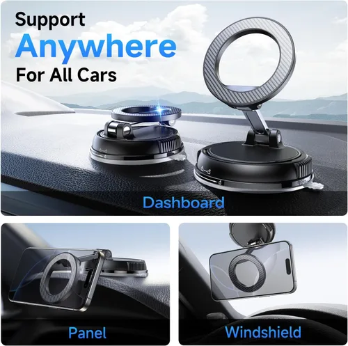 Miniatura 2 de ANDERY Soporte para teléfono de coche para Magsafe [78+LBS de succión más fuerte y 2400gf magnético] Montura de teléfono de coche ajustable en 360°
