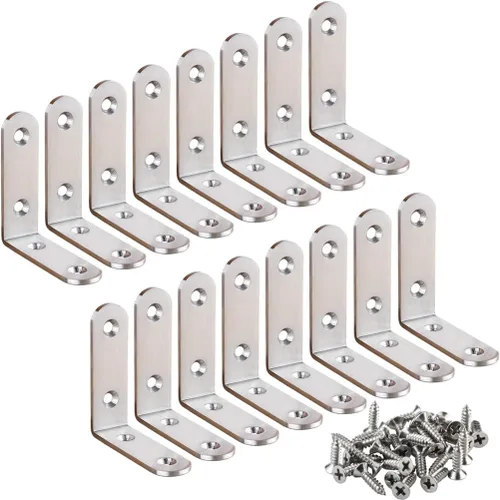 Miniatura 8 de 6 piezas de soportes de esquina en L negros de acero inoxidable de 65x65mm, soportes de estante resistentes para madera, estantes, soportes de unión