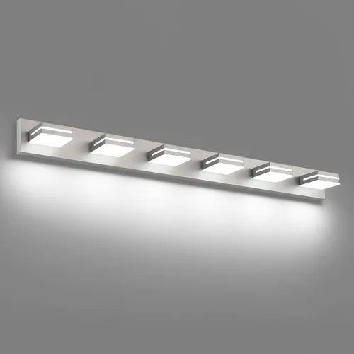Miniatura 16 de SineRise - Lámpara LED para tocador de baño - Moderna lámpara de acrílico con acabado cromado para iluminación de pared sobre el espejo - 2 luces