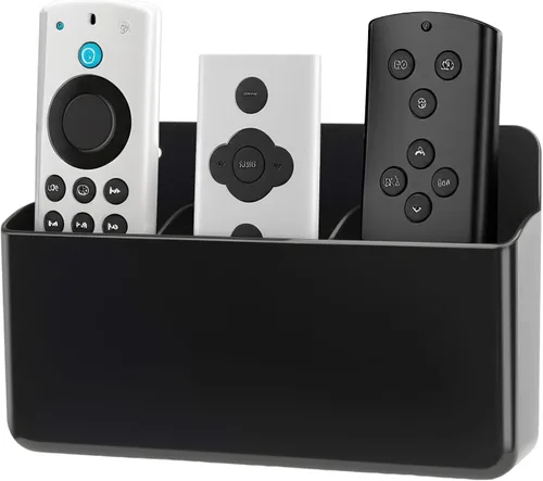 Soporte de Control Remoto Ajustable de 3 Ranuras con Montaje en Pared, Organizador Adhesivo para Control de TV con Fondo Hueco para Carga, Soporte