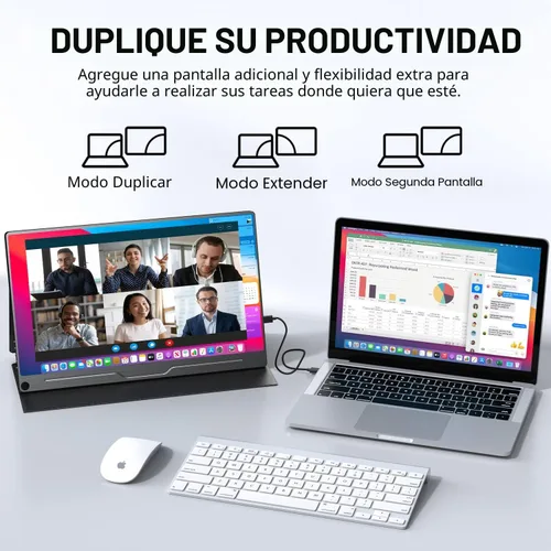 Miniatura 7 de UPERFECT Monitor portátil, 15.6 pulgadas IPS HDR 1920 x 1080 FHD pantalla de viaje para el cuidado de los ojos, monitor de juegos USB C, monitor