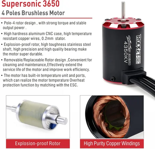 Miniatura 4 de Surpass Hobby 3650 4350kv Motor sin escobillas, motor supersónico sin escobillas 3660 Potencia de salida estable Resistente a altas temperaturas