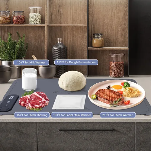 Miniatura 2 de Tapete de calentamiento de alimentos de 24 x 16 pulgadas para calefacción de superficie para fiestas de alimentos, bufé, uso diario, bandeja