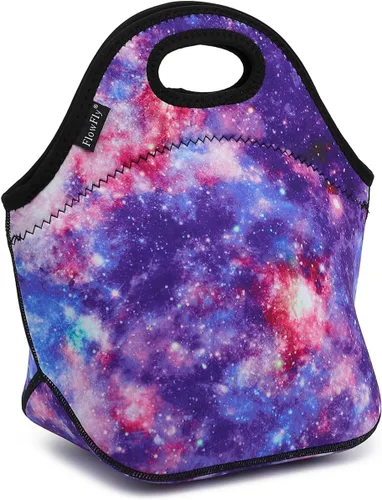 FlowFly - Lonchera infantil de neopreno, minibolsa suave aislada, minihielera, bolsa térmica para comida para niños, niñas, hombres, mujeres, Galaxia