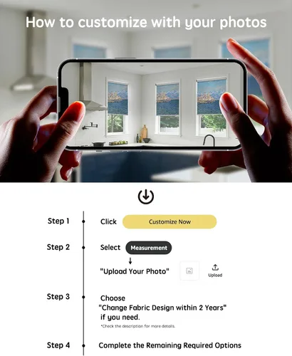 Miniatura 2 de Yoolax Persianas enrollables motorizadas con control remoto, persianas inteligentes impresas con imagen personalizada que funcionan con Alexa