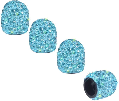 Miniatura 12 de Tapas de vástago de válvula de neumático Bling para automóvil, 4 piezas universales brillantes para válvulas de aire de neumáticos, tapas de Con