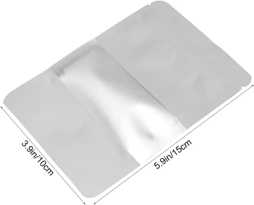 Miniatura 2 de 100 bolsas con cierre de cremallera aluminizadas con ventana transparente, bolsas de almacenamiento de alimentos para aperitivos y té, embalaje a
