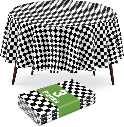 Miniatura 33 de Paquete de 2 manteles redondos desechables color azul oscuro, manteles de plástico para fiestas, 84 x 84 pulgadas, impermeable, para campamento