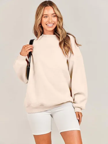 Miniatura 6 de ANRABESS Sudadera de gran tamaño para mujer, de forro polar, manga larga, cuello redondo, informal, para otoño 2023, ropa de moda