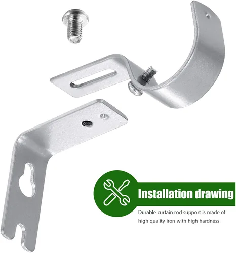 Miniatura 5 de Frienda 4 soportes de barra de cortina resistentes pintados de plata ajustables para barra de cortina de 1 pulgada de diámetro, soportes de Plata