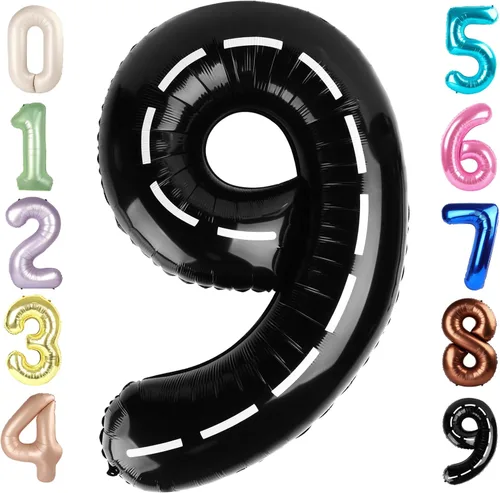 Miniatura 414 de Globos de números de 5 globos de 40 pulgadas, decoraciones de cumpleaños azules para niños y niñas, globos de números azul marino grandes