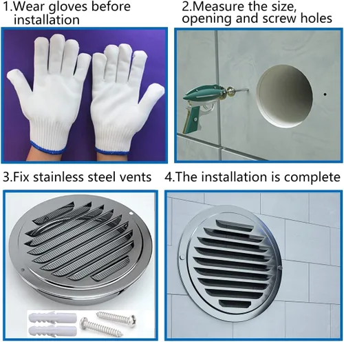 Miniatura 5 de SDTC Tech Cubierta redonda de rejilla de ventilación de aire de 3 pulgadas de acero inoxidable con rejilla de ventilación de pared con malla
