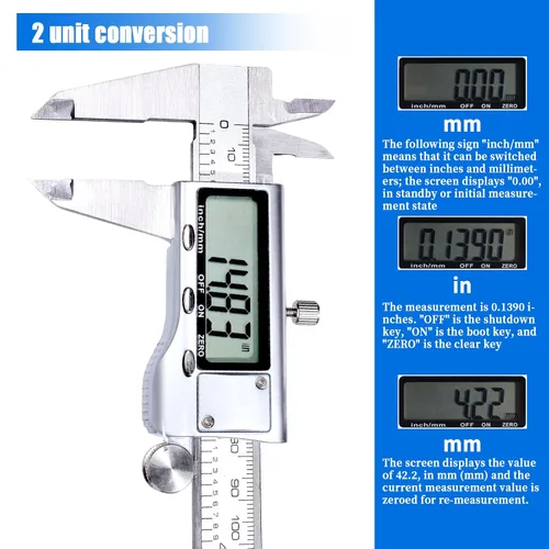 Miniatura 2 de Herramienta de medición de calibre digital, herramienta de medición de calibre con acero inoxidable, calibre vernier digital de micrometro con dial