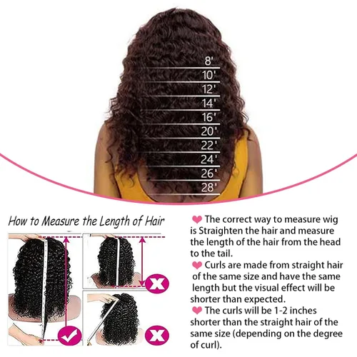 Miniatura 8 de G&T - Peluca de cabello humano rizado de 30 pulgadas para mujeres negras, densidad del 180%, sin pegamento, 100% cabello humano brasileño, ondulado