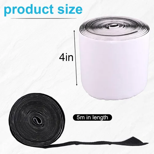 Miniatura 2 de 2 rollos de cinta de gancho y bucle de 16.4 pies con adhesivo, tiras autoadhesivas de nailon y poliéster de doble cara resistentes para alfombras