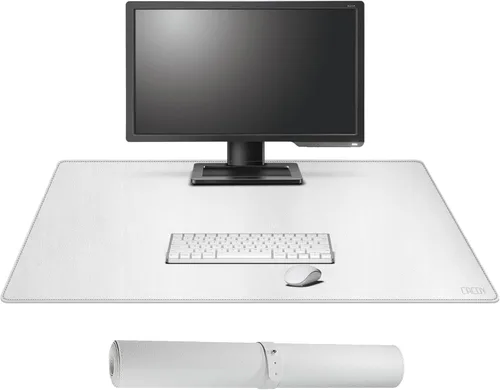 Miniatura 49 de Cacoy Tapete de escritorio de cuero, 70.8 x 24 pulgadas, tamaño mega, extendido, tapete de escritorio profesional para escritorio completo, Negro