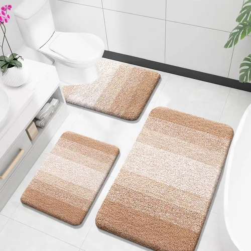 Miniatura 59 de OLANLY Juego de alfombras de baño de 3 piezas, alfombras de baño de microfibra suave y absorbente y alfombra de inodoro de contorno en forma de U