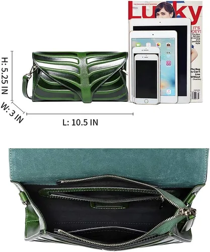 Miniatura 7 de PIJUSHI Bolso bandolera de cuero con diseño de hojas para mujer