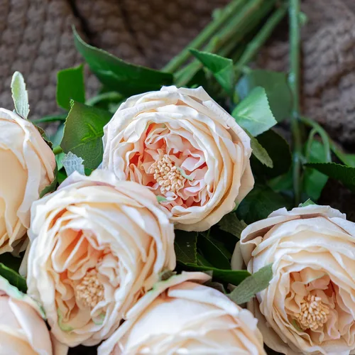 Miniatura 4 de DUYONE Fake Flowers for Decoration Home Decor Soft Touch Artificial Flowers Austin Rose Peony Latex Fake Flower Living Room Decoration Vivid Pink