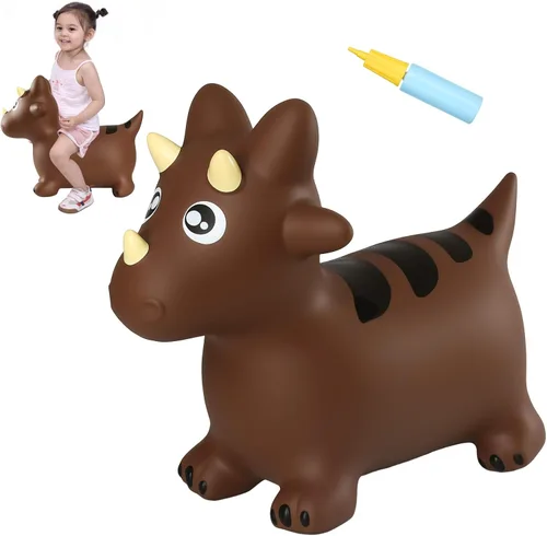 Miniatura 13 de INPANY Tolva de unicornio rosa, tolva de caballo, juguete inflable inflable para niños, niños y niñas, niños pequeños (bomba incluida)