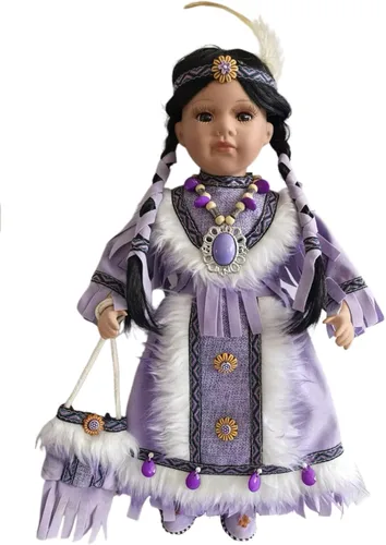 Miniatura 2 de KINNEX COLLECTIONS SINCE 1997 Muñeca coleccionable de porcelana india india americana de 16" (Induma) D16747 Editon