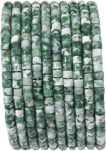 BEADIA Cuentas de jade africano natural en cilindro corto 2x3mm 155 piezas Tubo cuentas sueltas semipreciosas para hacer joyas Diseño