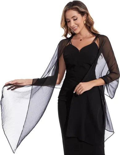 Miniatura 4 de Bufandas y envolturas de chal para mujer, para vestidos de fiesta de noche, transparentes, suaves, sedosos, de gasa, para boda o novia