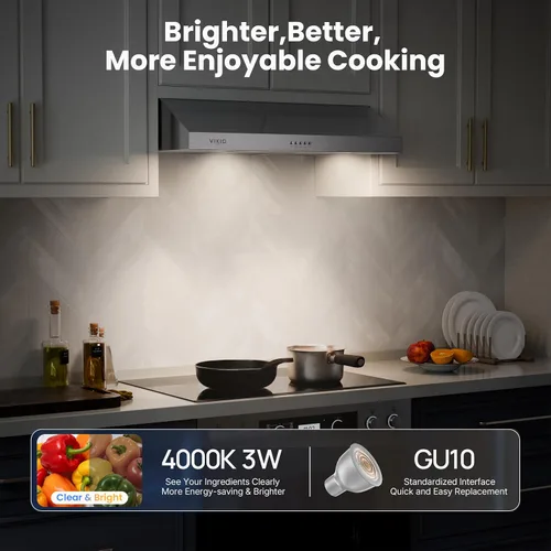 Miniatura 8 de VIKIO HOME Campana Extractora Bajo Gabinete de 30 Pulgadas, 1200 CFM de Doble Motor para Ventilación de Cocina con Luces LED, Control de Botones