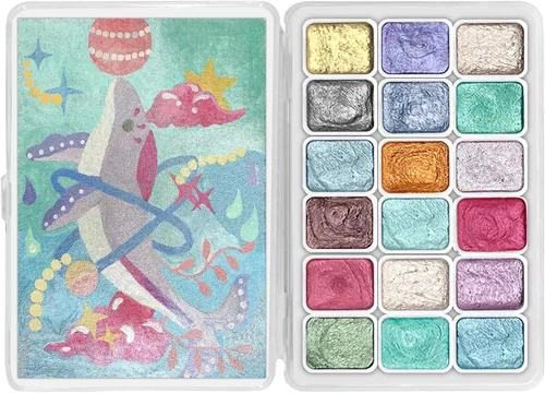 Miniatura 16 de CraftyManor Mini Juego de Pintura de Acuarela Cambiante de Silvicultura, 40 Pinturas de Acuarela Cambiantes de Color, Pinturas de Acuarela Metálicas