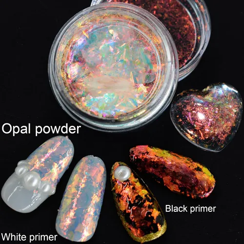 Miniatura 3 de 2 piezas de polvo de uñas de ópalo cromado holográfico luz de luna para arte de uñas con purpurina Paquete de 2 uñas cromadas en polvo de ópalo