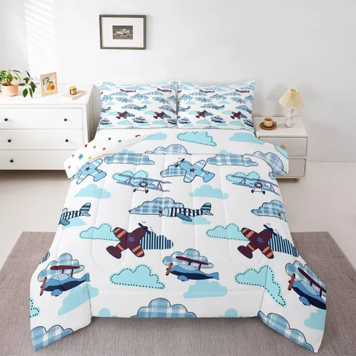 Miniatura 23 de Erosebridal Juego de ropa de cama de tren de dibujos animados para niños y niños, edredón de plumón de vehículos para niños, decoración