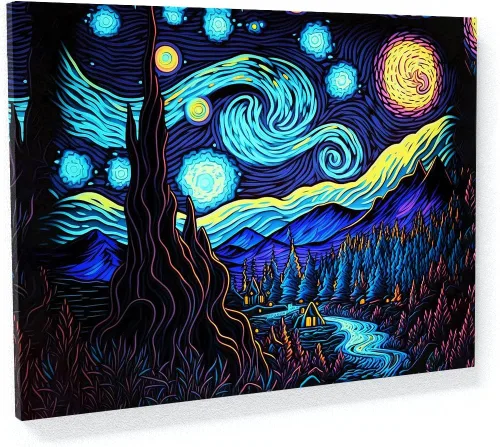 Miniatura 19 de Sense Canvas Pop Art The Starry Night 20 - Lienzo decorativo para decoración del hogar, póster grande de 40 x 30 pulgadas, 0.75 pulgadas