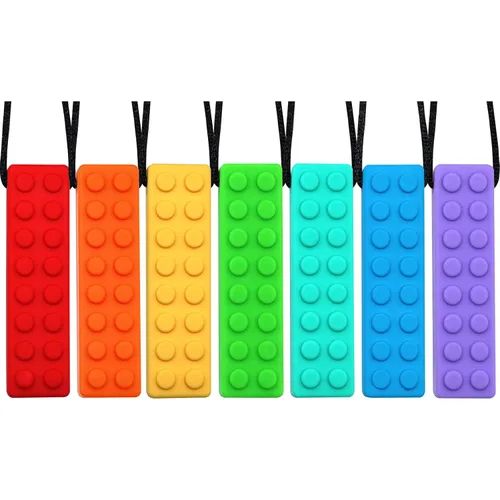 Collares masticables para niños sensoriales, paquete de collares masticables para niños, niñas y adultos con autismo, TDAH, TEP, juguetes Arcoíris