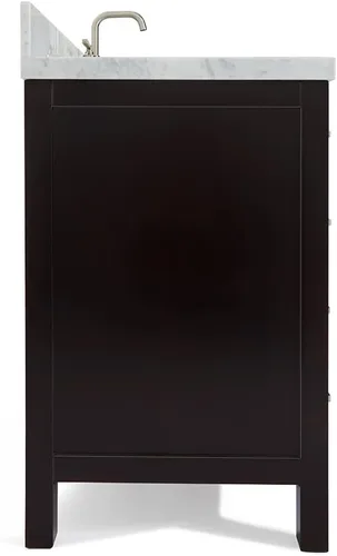 Miniatura 9 de ARIEL Cambridge - Mueble de baño espresso de 43 pulgadas con fregadero, borde de mármol italiano de carrara de 1.5 pulgadas, madera maciza