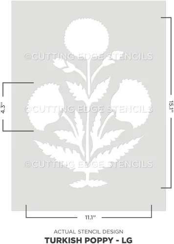 Miniatura 5 de Cutting Edge Stencils Plantilla de pared de amapola turca para pintar - Plantilla floral grande reutilizable para arte de pared de bricolaje