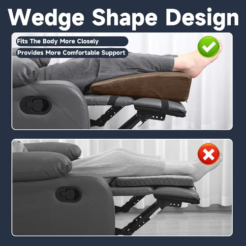 Miniatura 3 de MABOZOO Almohada de Cuña para Piernas de Sillón Reclinable, Cojín de Espuma Extra Grande para Reposapiés con Correas Ajustables, Extensor de Café