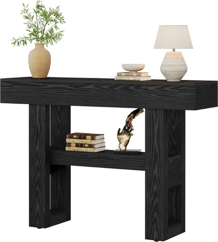 Miniatura 9 de Tribesigns Mesa consola de 41.34 pulgadas, mesa de entrada rústica con almacenamiento de 2 niveles, muebles de sofá estrecho para vestíbulo, sala
