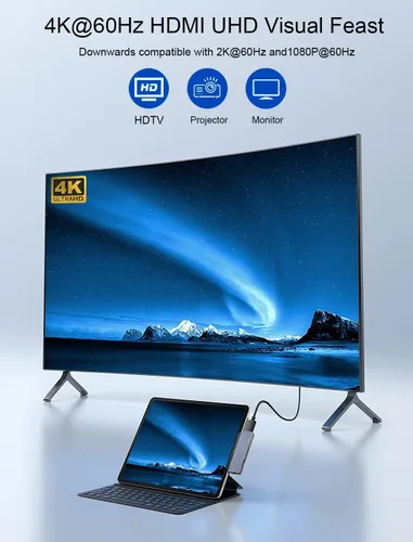 Miniatura 3 de Adaptador Hub USB C para iPad Pro 2024 M4 M2 M1, Hub 7 en 1 con HDMI 4K@60Hz, Jack 3.5mm, USB 3.0, PD 60W, Ranura para Tarjeta SD/TF, Accesorios 7