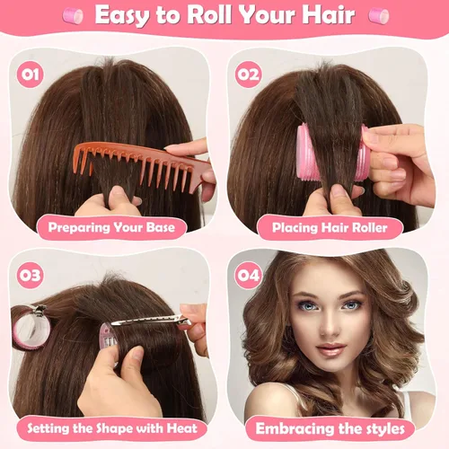 Miniatura 7 de Juego de rizadores de pelo jumbo térmicos con pinzas - 24 rodillos grandes de autoagarre para volumen y rizos en cabello largo, medio y corto
