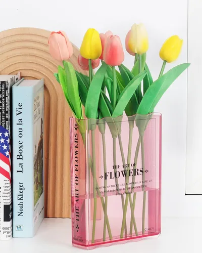 Miniatura 8 de Jarrón en forma de libro para flores, regalos para amantes de los libros, decoración estética de habitación, bonitos jarrones de flores e