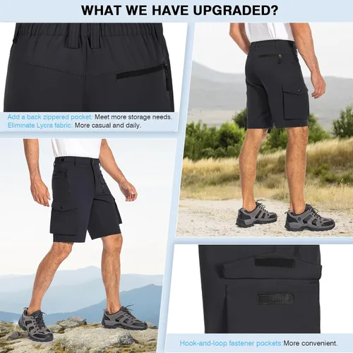 Miniatura 2 de Hiauspor Pantalones cortos de ciclismo de montaña para hombre, elásticos, de secado rápido, para senderismo, trabajo, golf, pesca, táctico