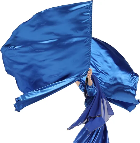 Miniatura 4 de Wuchieal 74" x 55" Banderas de adoración grandes de semicírculo suave, bandera de alabanza de semicírculo de satén con varillas escalables 1 pares
